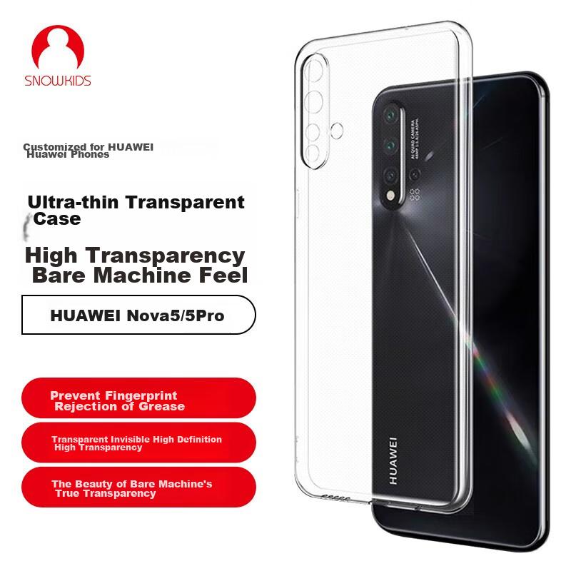 Snowkids Transparent Phone Case for Huawei Nova5/5Pro, TPU Shockproof Soft, Ultra-Thin Trendy Simple Design for Men And Wome