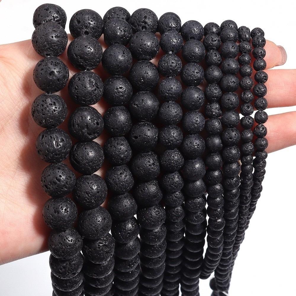 DIY Round Beads Multiple Sizes Loose Beads Fashion Volcanic Lava Beads Jewelry Making