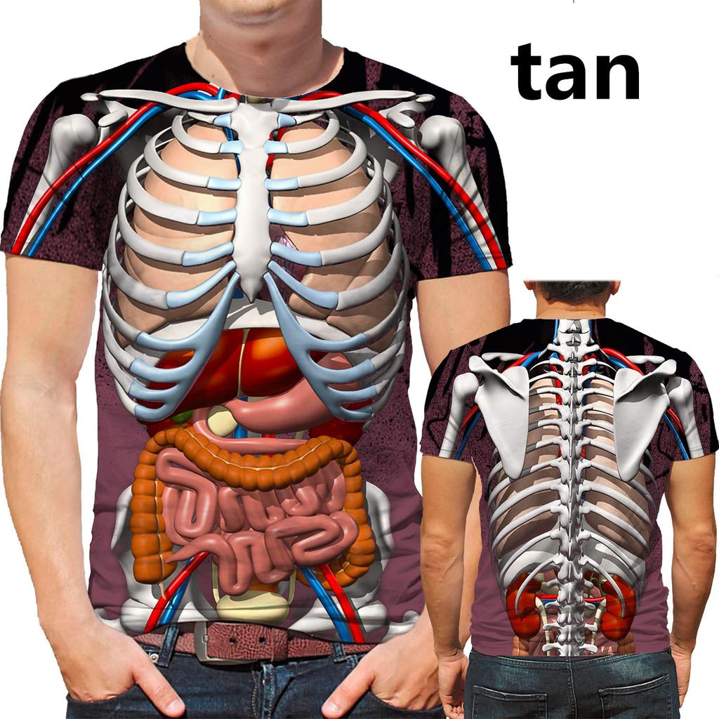 Funny Cosplay Male Skeleton Internal Organs 3D Printed T-Shirt Fashion Short-Sleeved Gothic Skull Men T Shirt