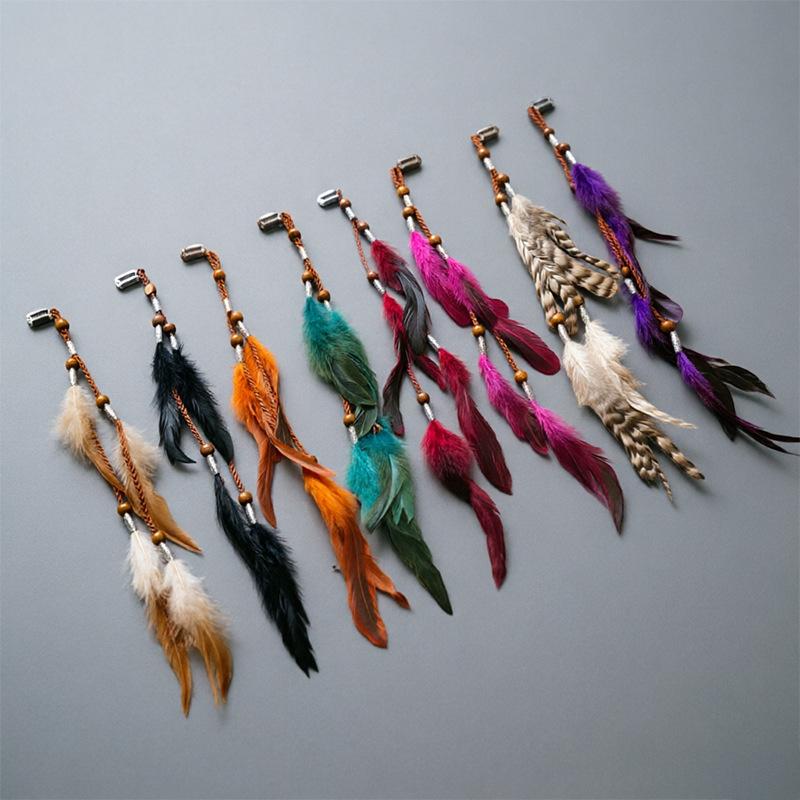 1 Pcs Vintage Ethnic Style Feather Hair Clip Seaside Vacation Bohemian Tassel Headband Headwear