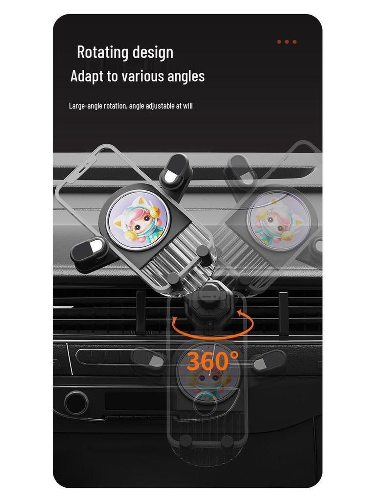 Cartoon Air Vent 360° Rotating Shockproof Phone Holder Clip