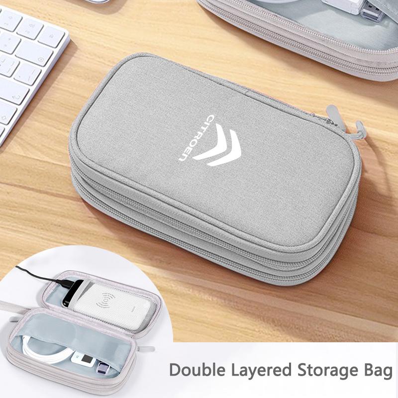 WKZA3 Portable Car Travel Key Driving License Headset USB Storage Bag Waterproof Storage Bag For Citroen C1 C2 C3 C4 C4L VTS C-ELYSEE