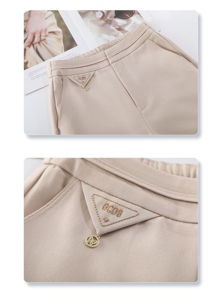 2025 Spring Women's High-End Wide-Leg Black Drape Pants - Casual High-Waisted Straight-Leg for Spring & Autumn