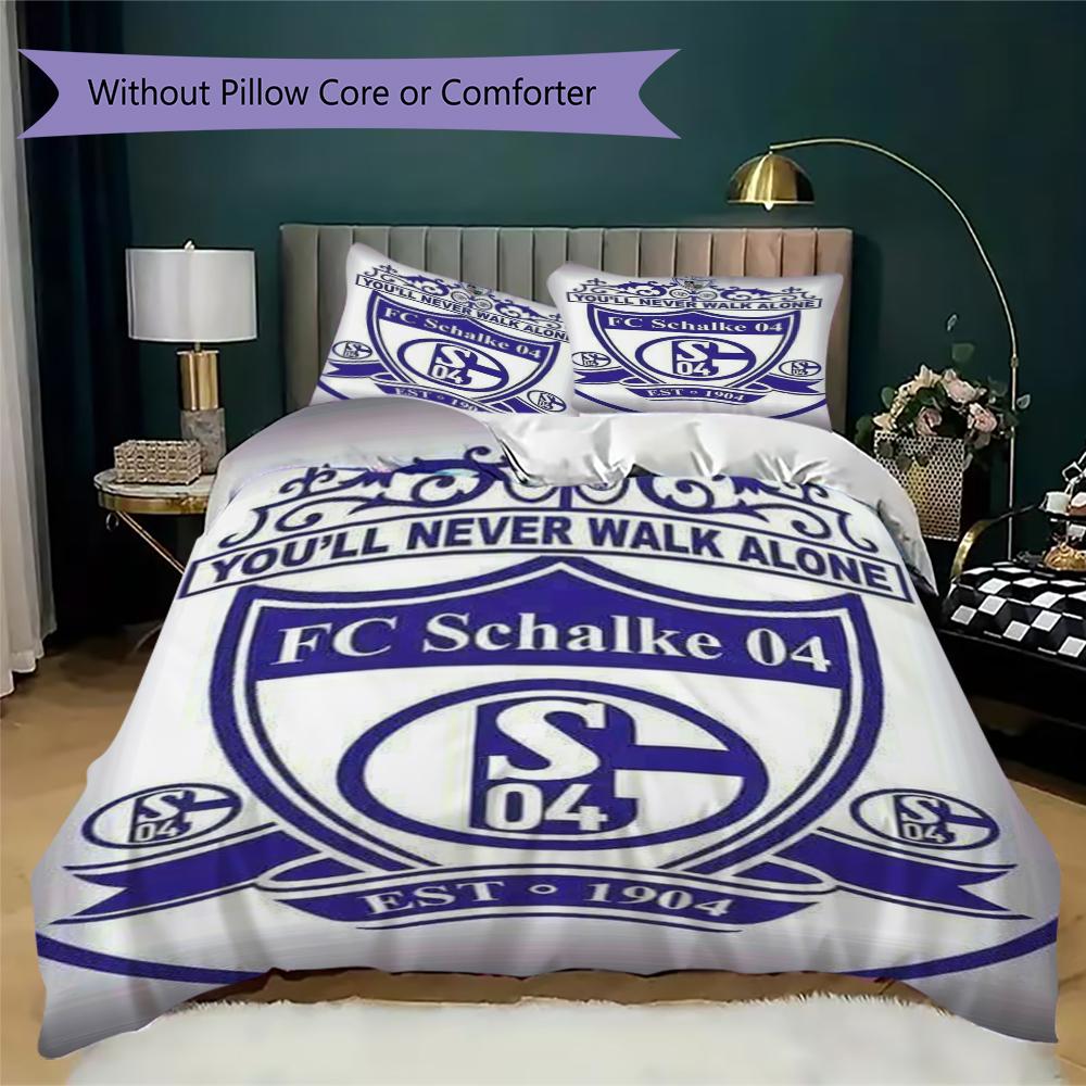Комплект постельного белья с узором Schalke 04, пододеяльник, наволочка, домашний декор, подарок на день рождения (1 * пододеяльник + 2 * наволочка без наполнителя)147