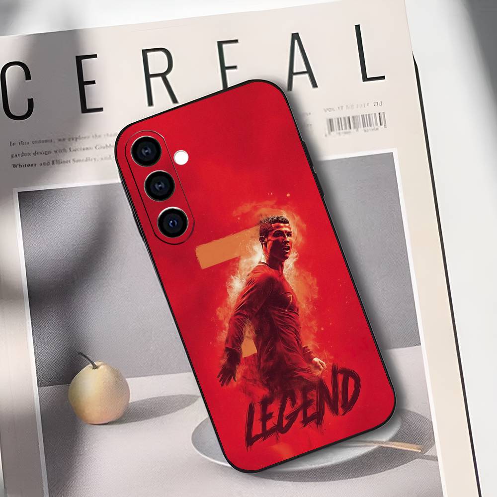 Футбольный чехол для телефона Ronaldo C-CR7 для Samsung Galaxy A73, A72, A71, A70, A53, A52, A51, Мягкий силиконовый черный чехол