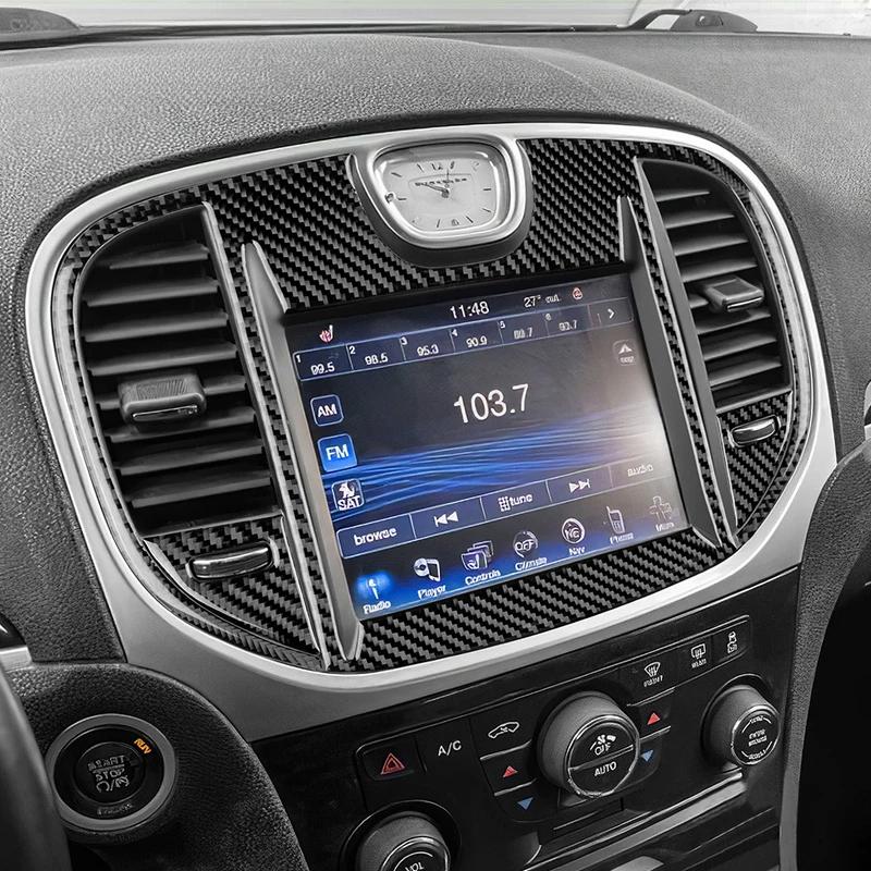 Real Soft Carbon Fiber Sticker For Chrysler 300 300C 2011 2012 2013 2014 LHD RHD Car Central Control Screen Panel Accessories.
