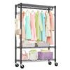 IZEUK Clothes Rack with 3 with Clothes Garment Tools Tension Pole Double Clothes Heavy Clothing Wire Clothing Freestanding Closet with Adjusters Width