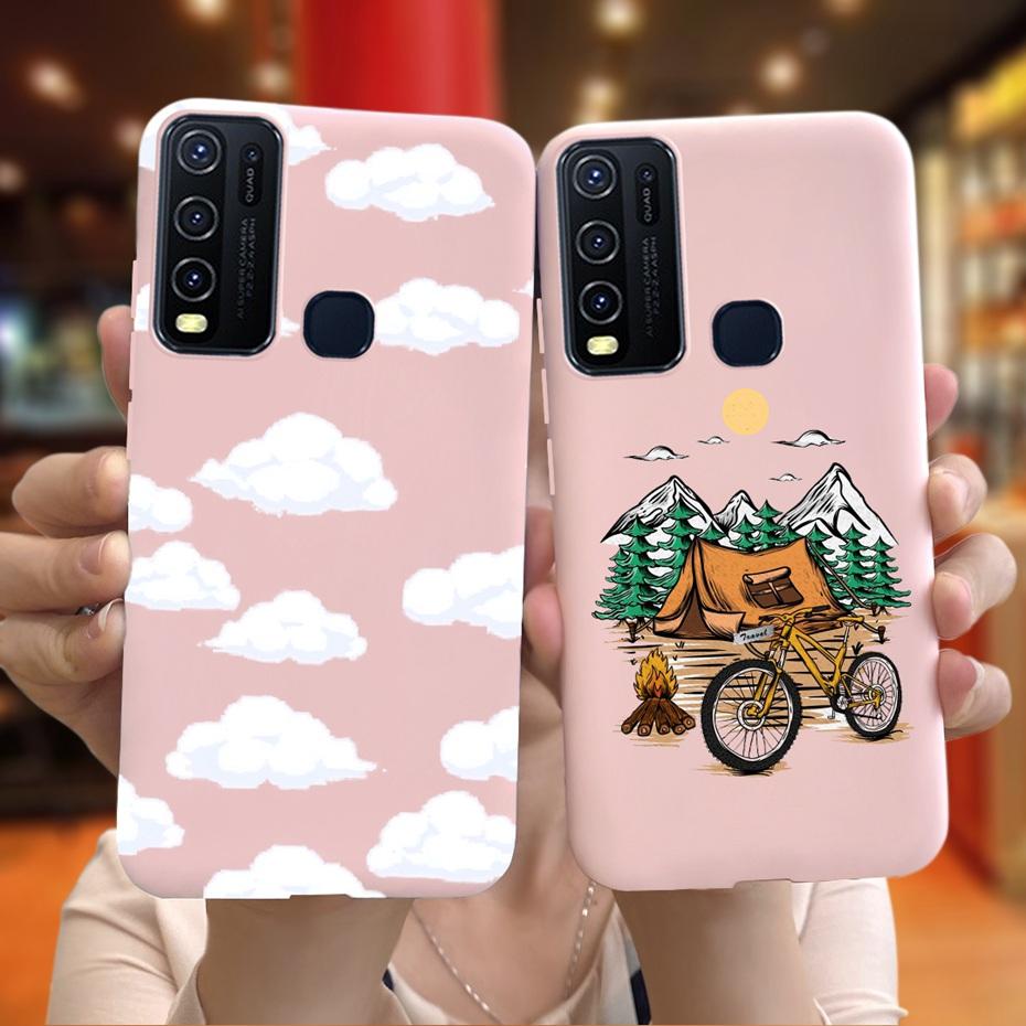 Модный милый чехол из силикона с рисунком цветов и молока для Vivo Y30 1938 Y50 1935 Черный мягкий ТПУ чехол для телефона для Vivo Y 30 50 Y30 2020 Задняя крышка