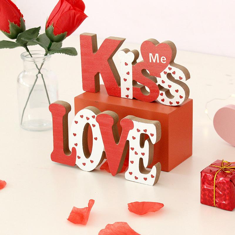 Подарок ко Дню святого Валентина Атмосфера Алфавит Доска Декоративная в форме сердца Домашняя вечеринка Деревянное украшение Поделки Романтические украшения