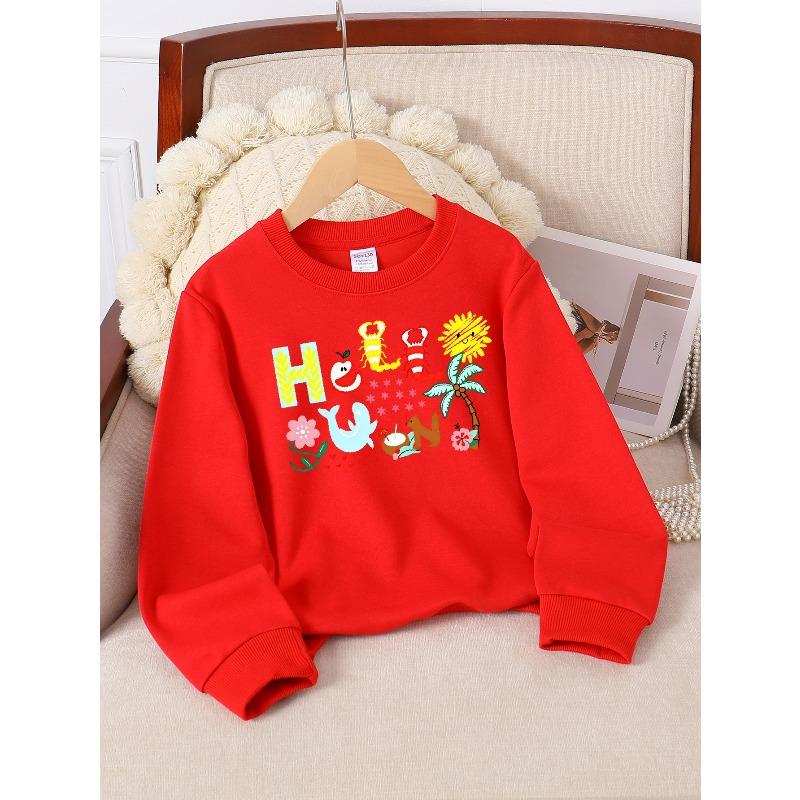 European sizes Girls Soft Crewneck Sweatshirt Hello Summer Beach Print Pattern, Casual All-Match for Fall Winter, Ideal Holiday Present.