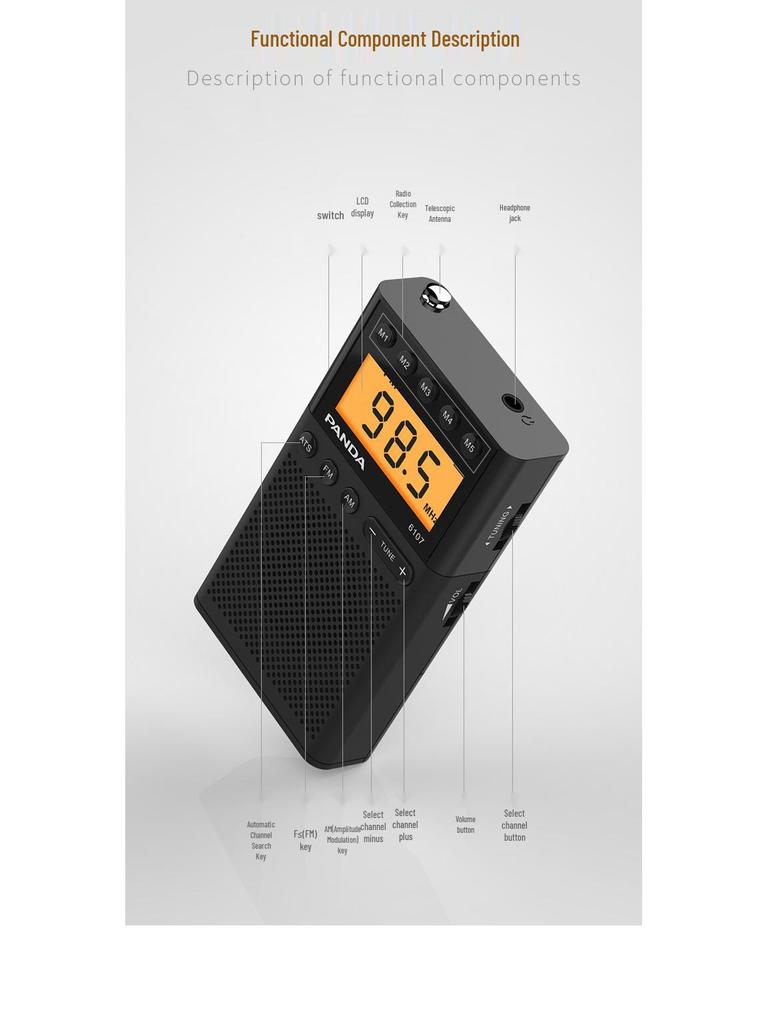 Panda6107 Portable FM Radio for Gaokao and CET-4/6 Exam Preparation