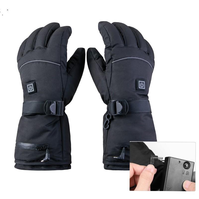Heated Waterproof Winter Gloves Cycling Skiing Touchscreen Outdoor Sports Warm Anti-Slip Leather Unisex