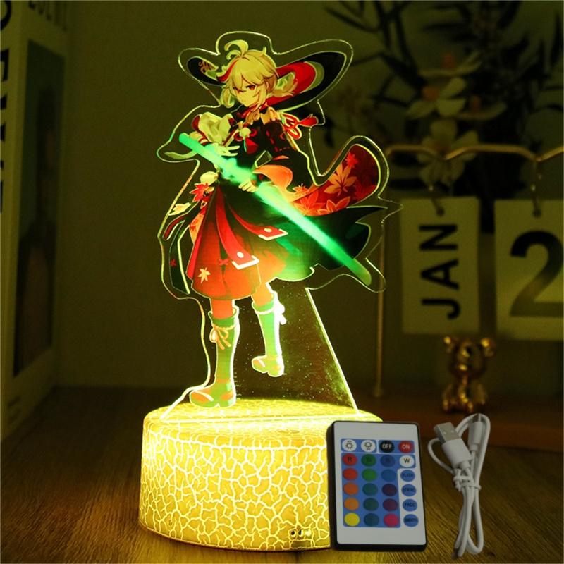 Anime Figures 3D Lamp Zhongli Xiao Genshin Impact LED Night Light Smart Touch Remote RGB Decoration Room Kid Birthday Toys Gifts