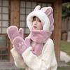 Korean Style Women's Winter 3-Piece Hat & Gloves Set