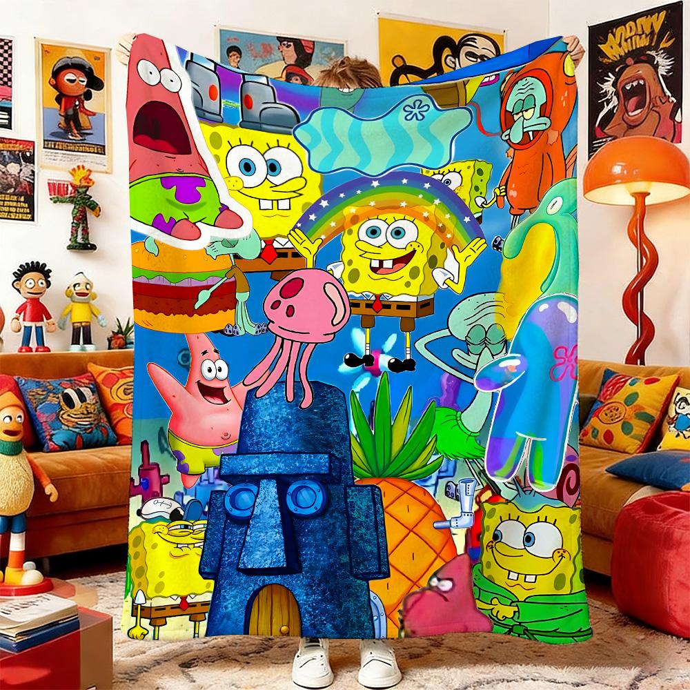 Throw Fluffy Soft Blankets S-Sponge-Bobs Sofa Blanket Bedspread on the Bed Home and Decoration Anime Bedspreads Picnic & Throws