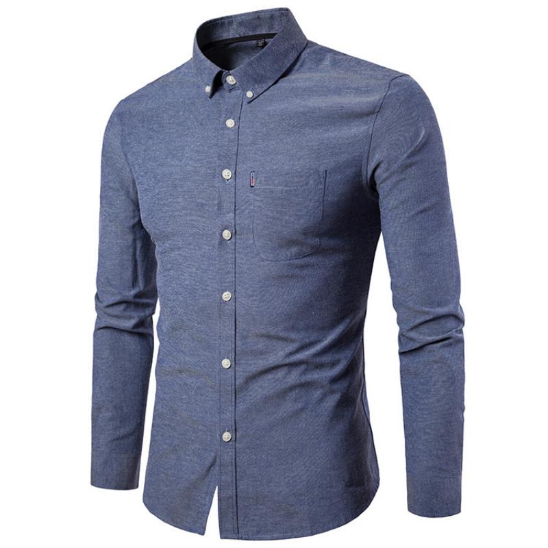 Осенняя новинка, мужская рубашка Oxford Spinning Slim Fit Solid Color Shirt Men's Shirt Long Sleeve Shirt Men's