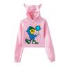 Connor Price Printed Cat Ear Hoodie Women Long Sleeve Short Shirts Women Casual Streetwear Crop Tops