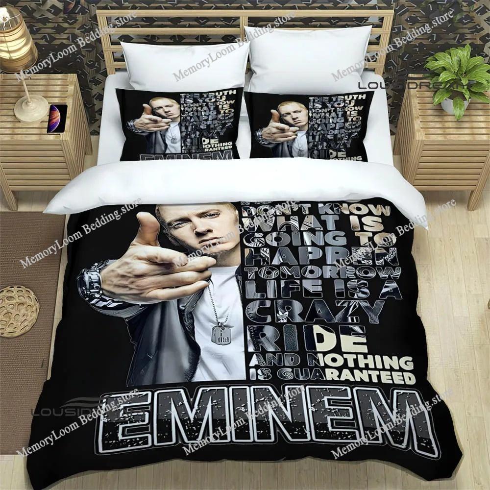Новый уютный комплект постельного белья Eminem Односпальный/Полуторный/Двуспальный/Евро/King Size Взрослый Детская Спальня Мягкий на ощупь Пододеяльник Комплект простыней с 3D-печатью
