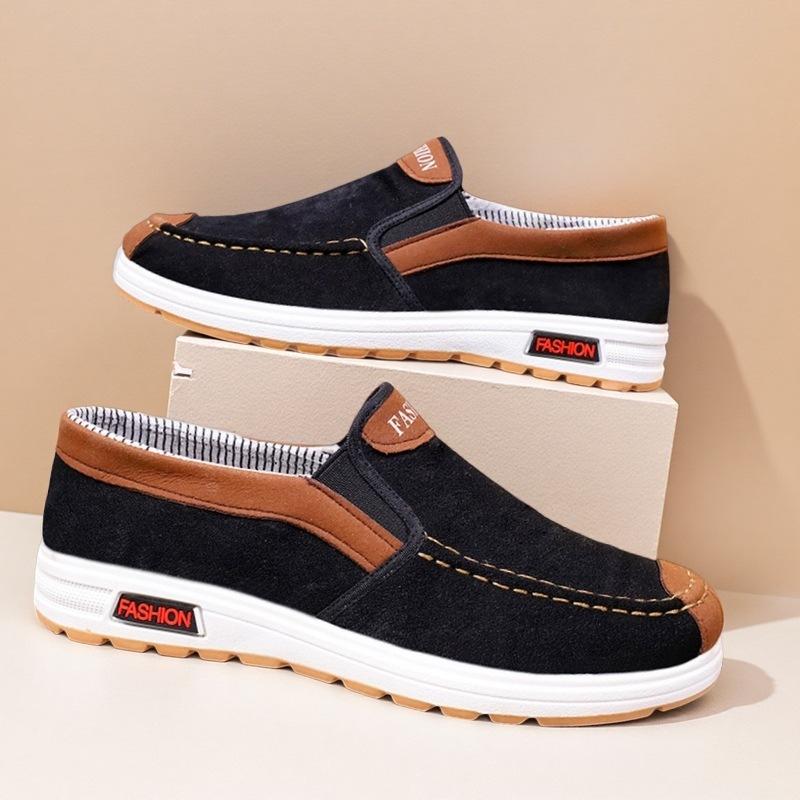 Весна 2025 новые мужские парусиновые туфли с круглым носком дышащие легкие прогулочные туфли низкие закрывающие стопу четыре сезона