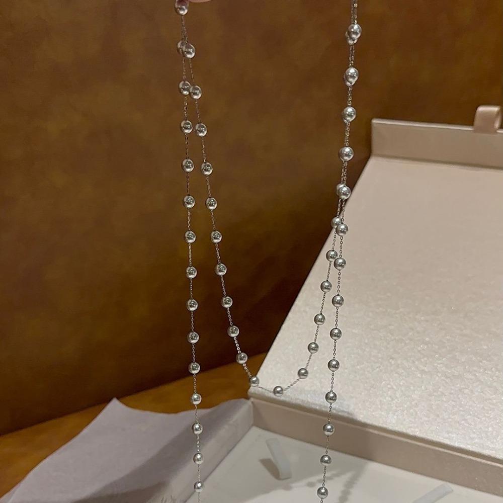 Fashion Long Pearl Necklace Simulated Pearl Collarbone Chain Elegant Sweater Chain Dress