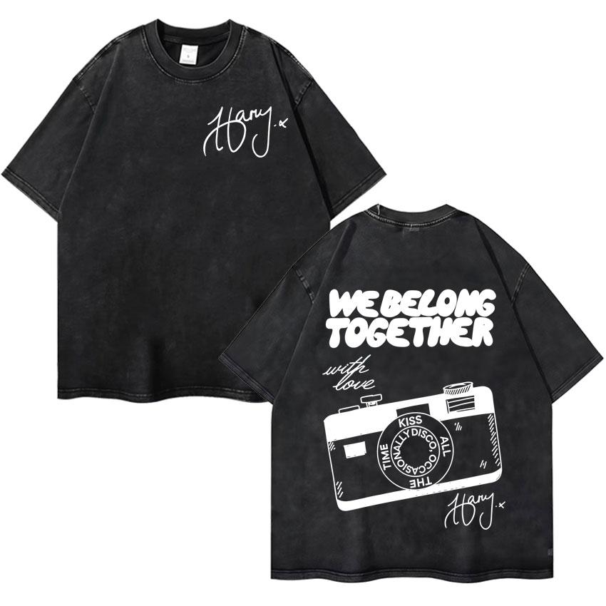 Harry Styles Kiss All The Time Disco Occasionally  Tour High Quality Vintage Washed ONeck Tshirt Fan Gift Unisex Cotton Tee