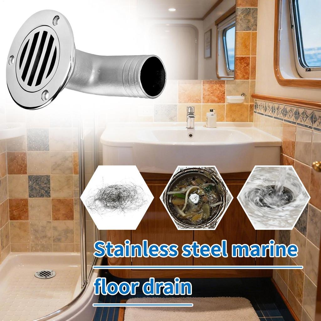 Boat Floor Deck Drain Stainless Steel Heavy Duty Drain Thru Hull Drainage Scupper Cover For Marine Yacht Ship Outdoor Bathroom