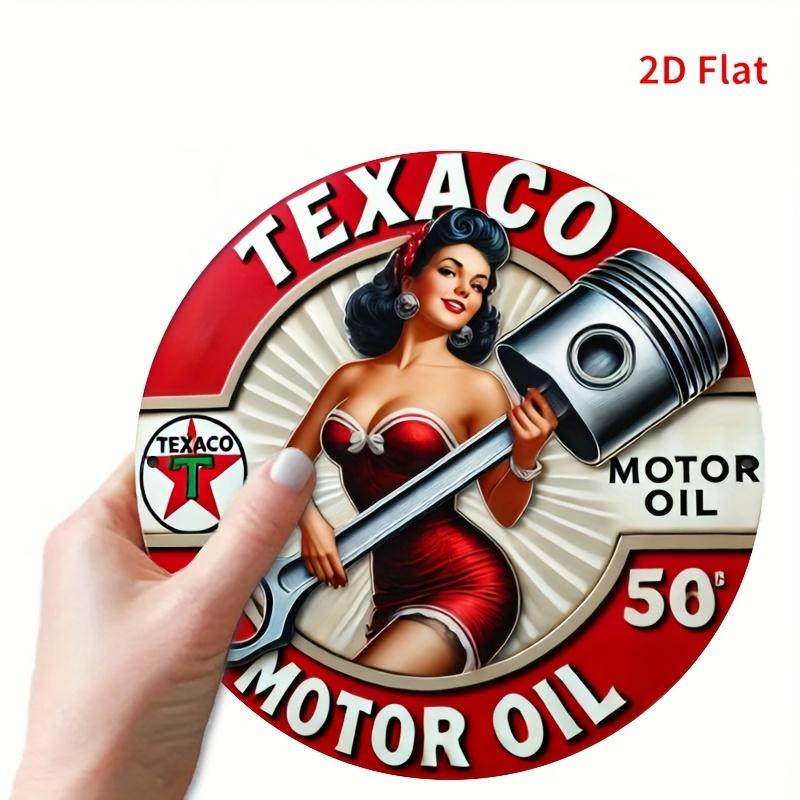 Старинный знак Texaco Oil. 7,8-дюймовый круглый погодостойкий алюминиевый светильник для гаража, крыльца или кофейни.