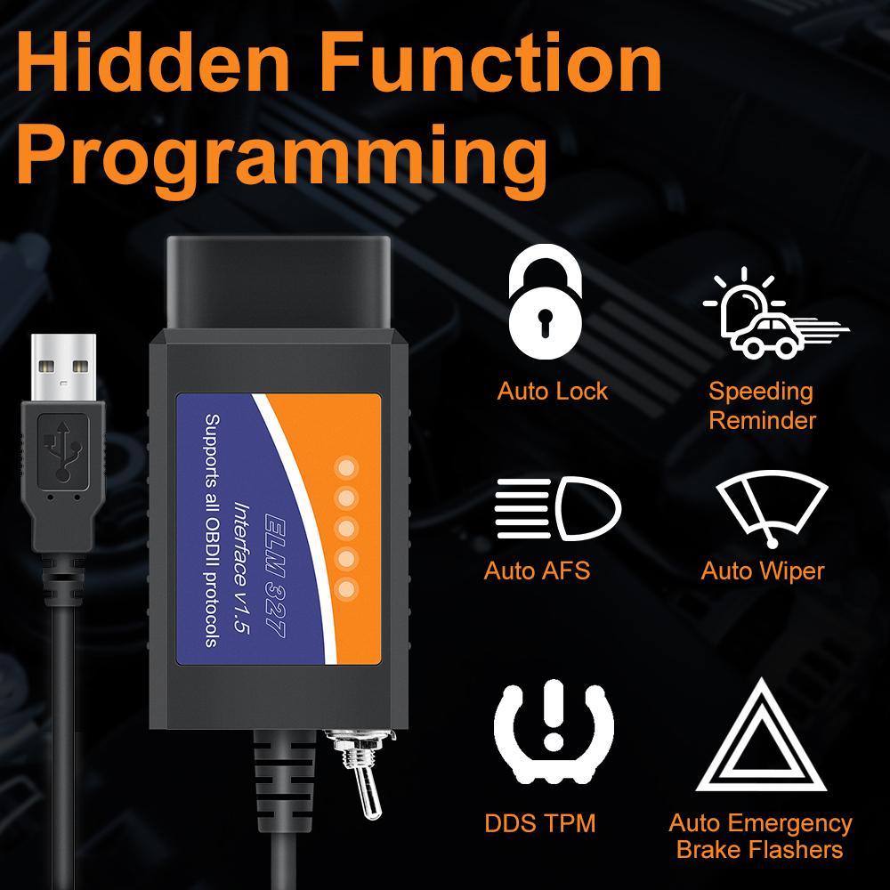 ELM327 USB FTDI with switch code Scanner FORscan ELMconfig HS CAN and MS CAN super elm327 obd2 v1.5 BT elm 327 wifi