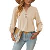 Women's Spring Summer New V-neck Solid Color Comfortable and Breathable Casual Long Sleeved Top