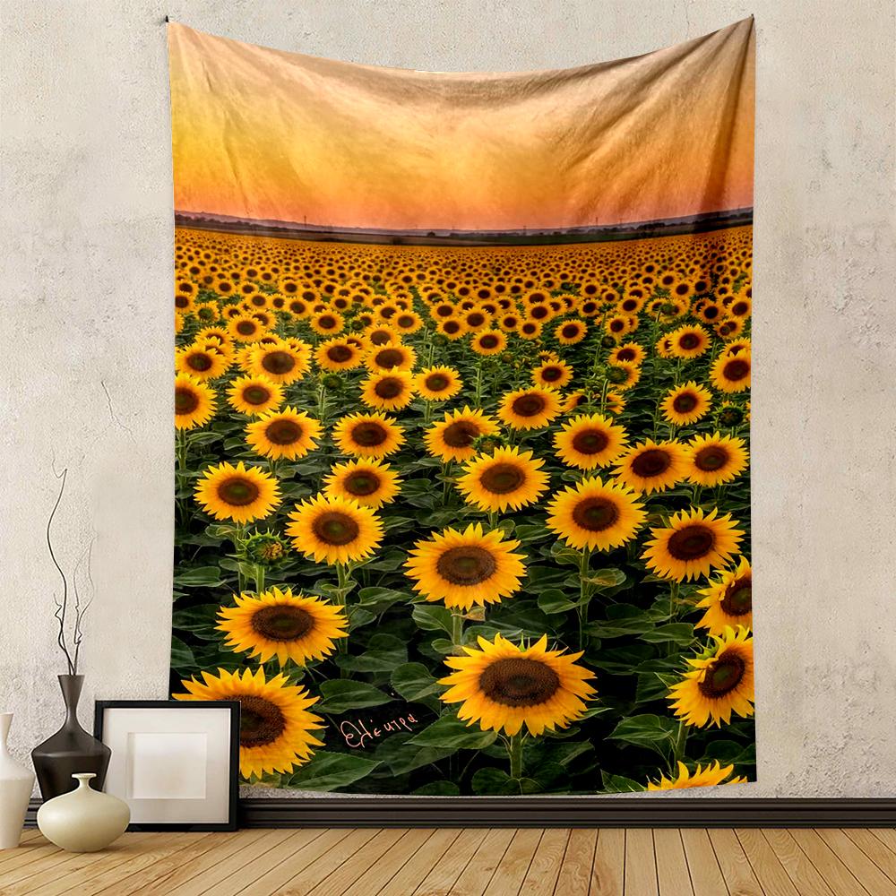 Sunflower Field at Sunset Patterned tapestry for bedroom and living room home decor