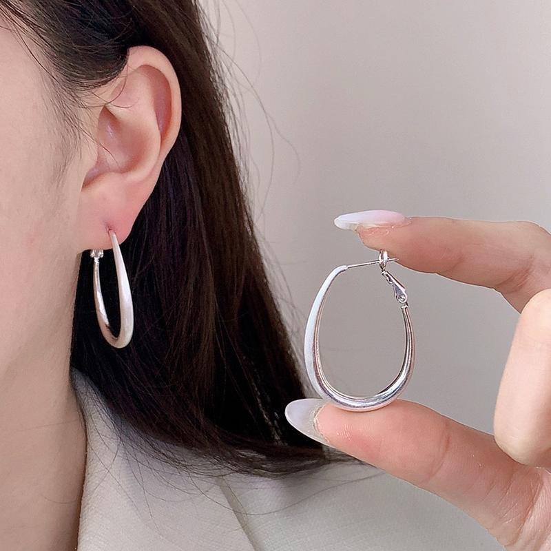 PONYKISS Стерлинговое Серебро 18K Золото Преувеличенное Овальное Кольцо Серьга для Женщин Минималистичный Изящный Модный Аксессуар