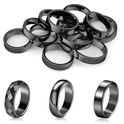 Новое гладкое черное кольцо с гематитом для женщин и мужчин, ювелирные изделия для пары, простой подарок, плоский немагнитный натуральный камень, лечебное кольцо на палец