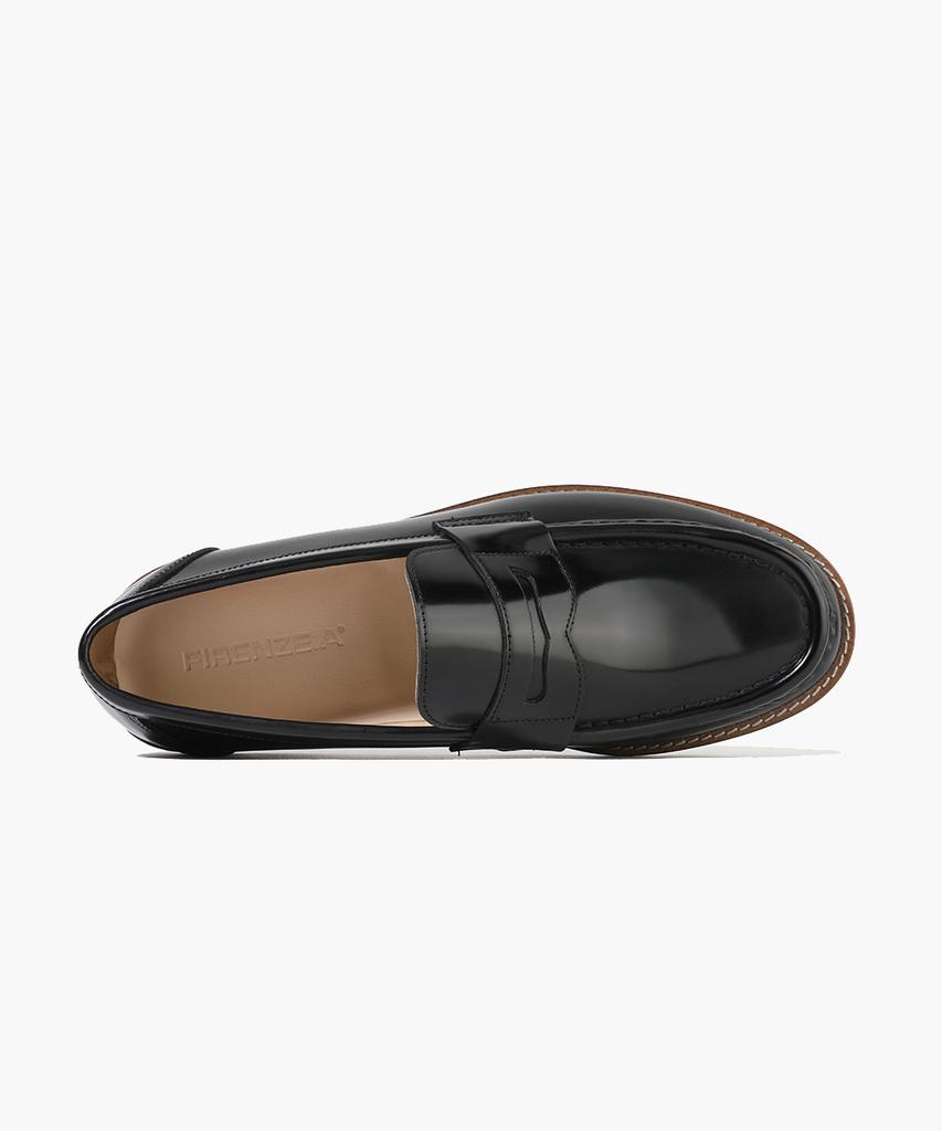 Firenze Atelier Базовые блестящие лоферы-пенни из коровьей кожи 4701 [Черная коробка]