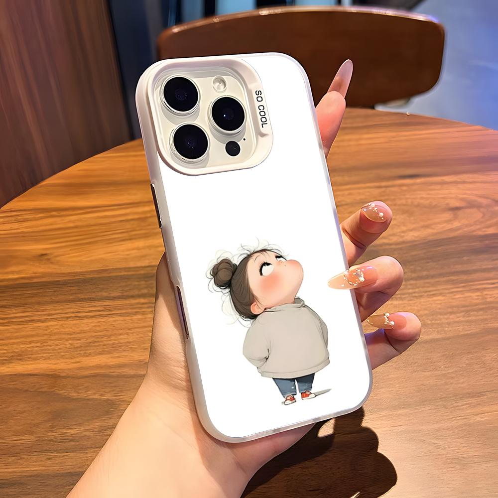 Cute Angry Little Girl Phone Case For IPhone 17 Air 16 15 14 Plus 13 12 11 Pro 7 8 XS Max XR Silver White Bumper Case