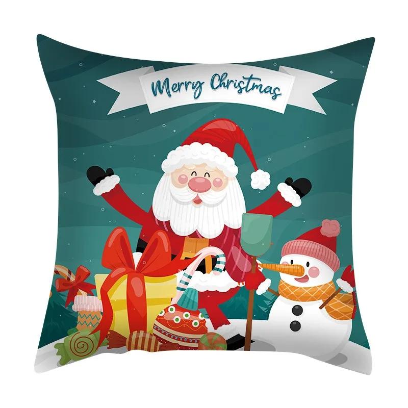 Christmas Set Luxury Home Decor Santa Claus Pattern Fashion Pillow Office Seat Cushion Cover