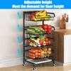 4-Tier Kitchen Carts On Wheels Adjustable Metal Large Capacity Fruit Vegetable Storage Basket