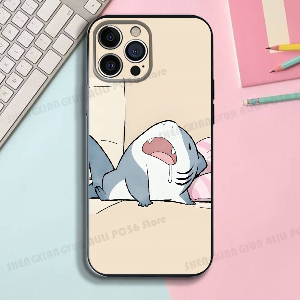 Черный матовый чехол для телефона с рисунком акулы для IPhone 17,16,15,14,13,12,13,12 Pro Max Plus XS, силиконовый, мягкая задняя крышка
