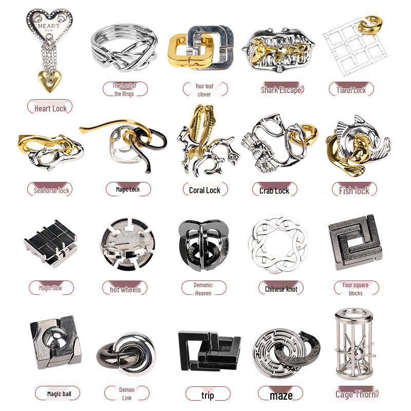 Замок Конгмин 9 звеньев IQ-пазл - Образовательная игрушка из цинкового сплава для взрослых и детей