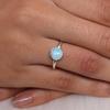 Кольцо с натуральным драгоценным камнем ларимар, кольцо с круглым камнем, украшения ручной работы, подарок для нее, серебро 925 пробы