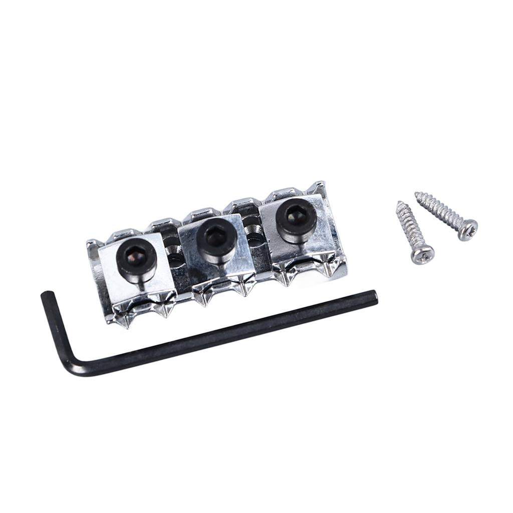 Electric Guitar Nut 42mm Length Metal Guitar String Locking Nut with Screws and Wrench