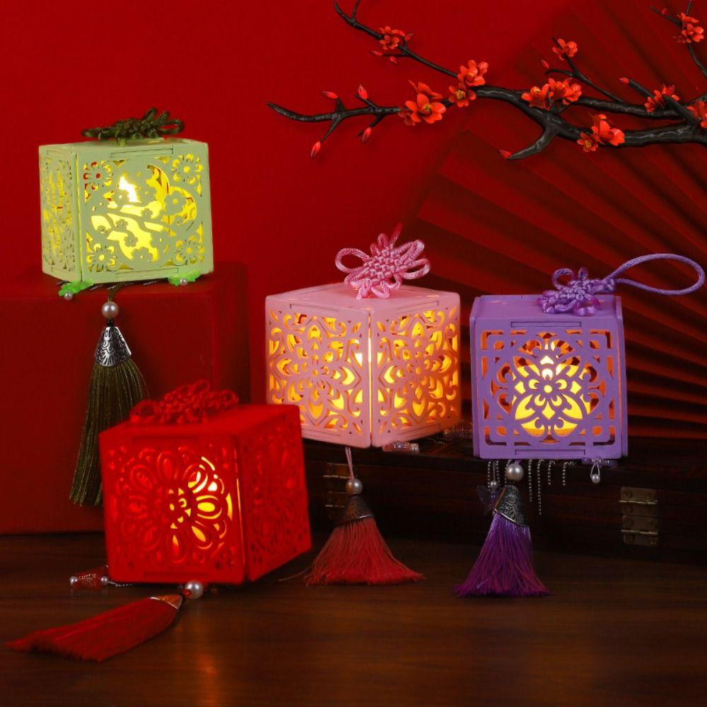 With LED Light DIY Mid-Autumn Lantern Mid-Autumn Festival Handmade Handmade Lanterns Chinese Style Good Luck Hanfu Accessories