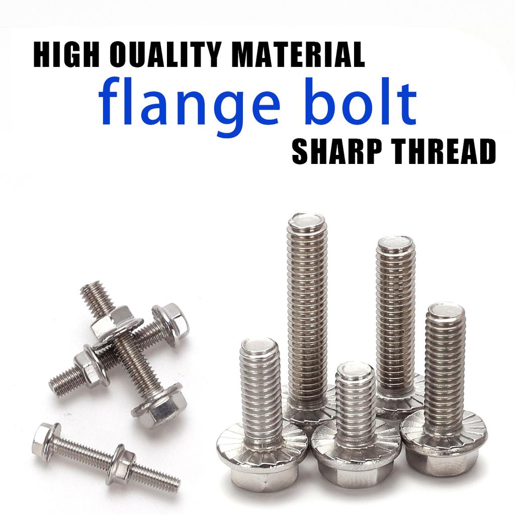 132pcs stainless steel hexagonal flange bolt and nut set, M5, M6, M8 flange bolts and nuts, flange plate, for DIY projects.