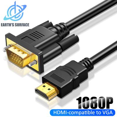 Кабель HDMI-совместимый на VGA 1080P HDMI-совместимый Штекер на VGA Штекер Кабель Видеоадаптера Цифровой к Аналоговому для ПК Компьютера Ноутбука