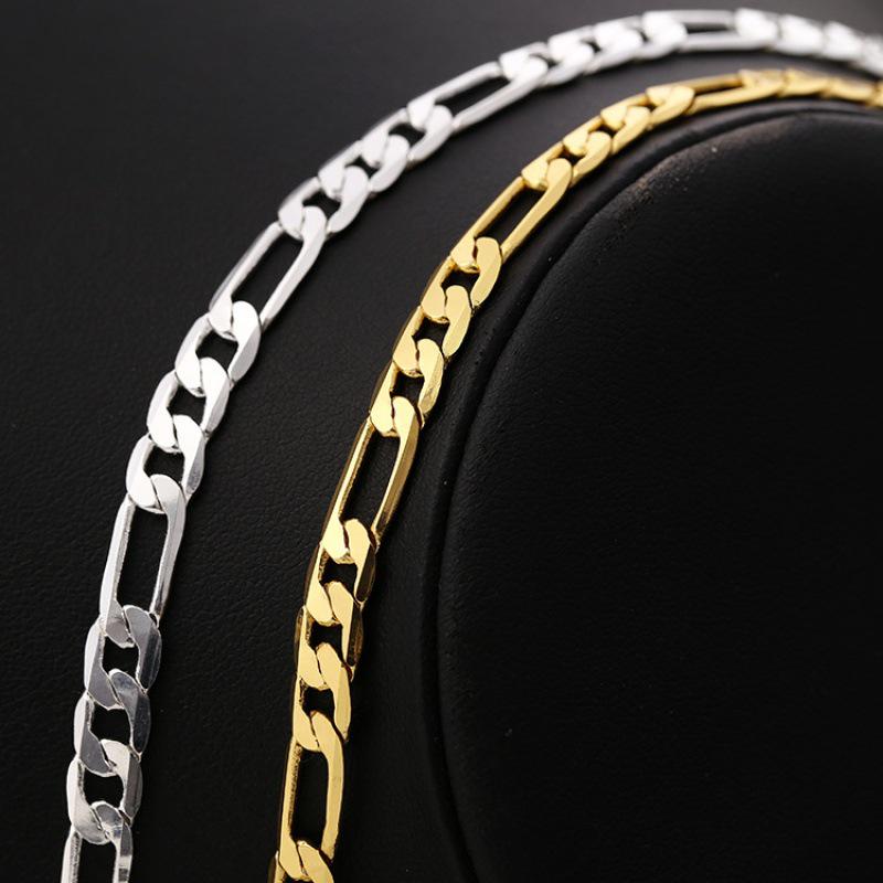 18K White Gold Plated Chain Bracelet, 6MM Flat Design, European and American Style.
