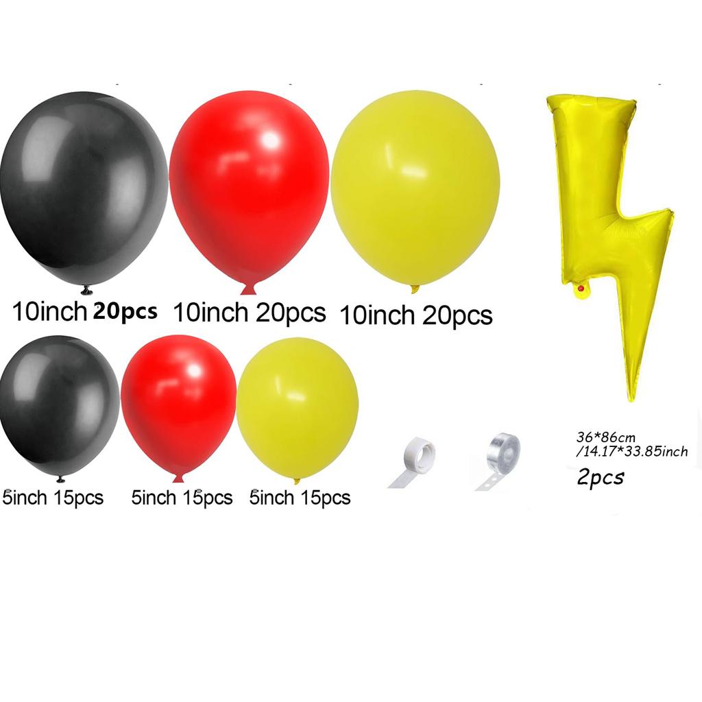 Cartoon Game Balloon Garland Arch Kit Red Black Yellow Lightning Balloons for Cartoon Ball Birthday Party Decorations