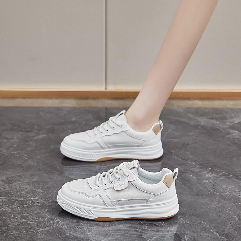 Spring White Shoes New Style of Female Students' Thick-soled High-rise Sports Shoes Casual Street Shot