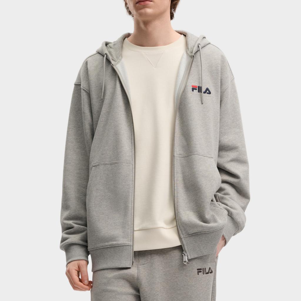 Men's FILA Jackets Unisex Soft Heather Gray Hooded (Non-detachable) Moderate Straight Fit