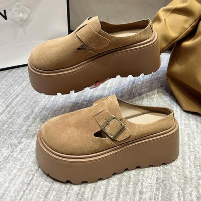 Мода 2025 Новые замшевые ботинки на толстой платформе Дизайнерские тапочки Повседневные лоферы-слайды Женские для ходьбы Модные лоферы Зимние ботильоны Женские