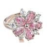 Женское кольцо с розовым цирконием и цветком вишни, серебряное кольцо