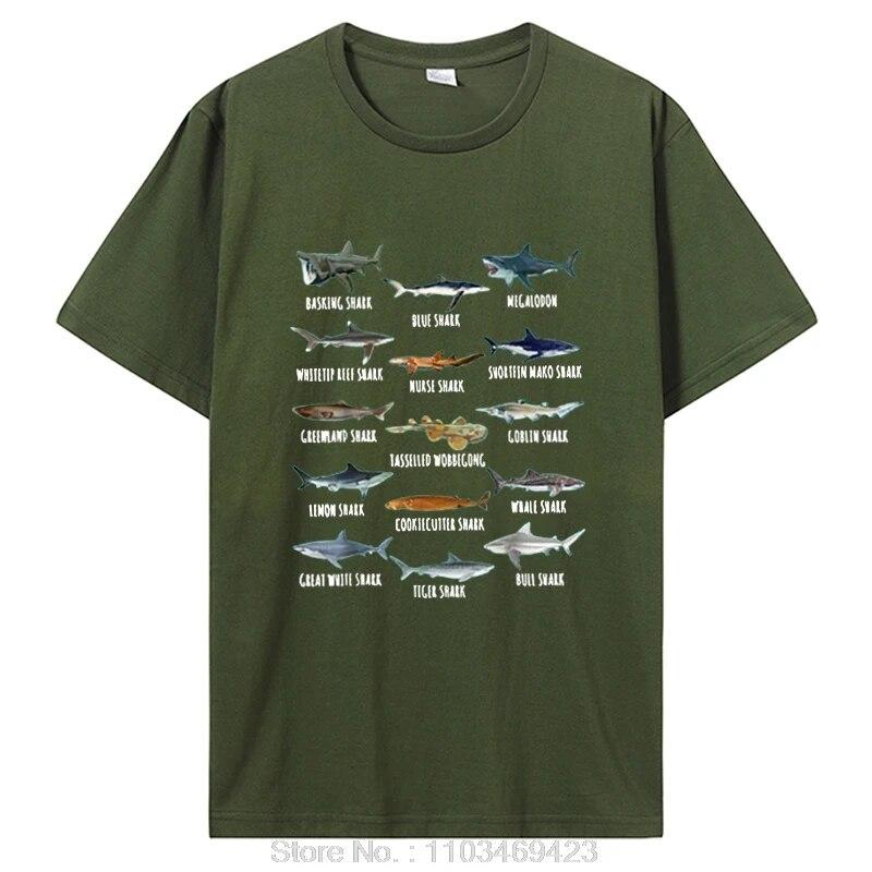 Футболка с видами акул, биология, разные виды акул, одежда с комиксами для детей и взрослых, футболки с графическим рисунком, топы, подарочная одежда
